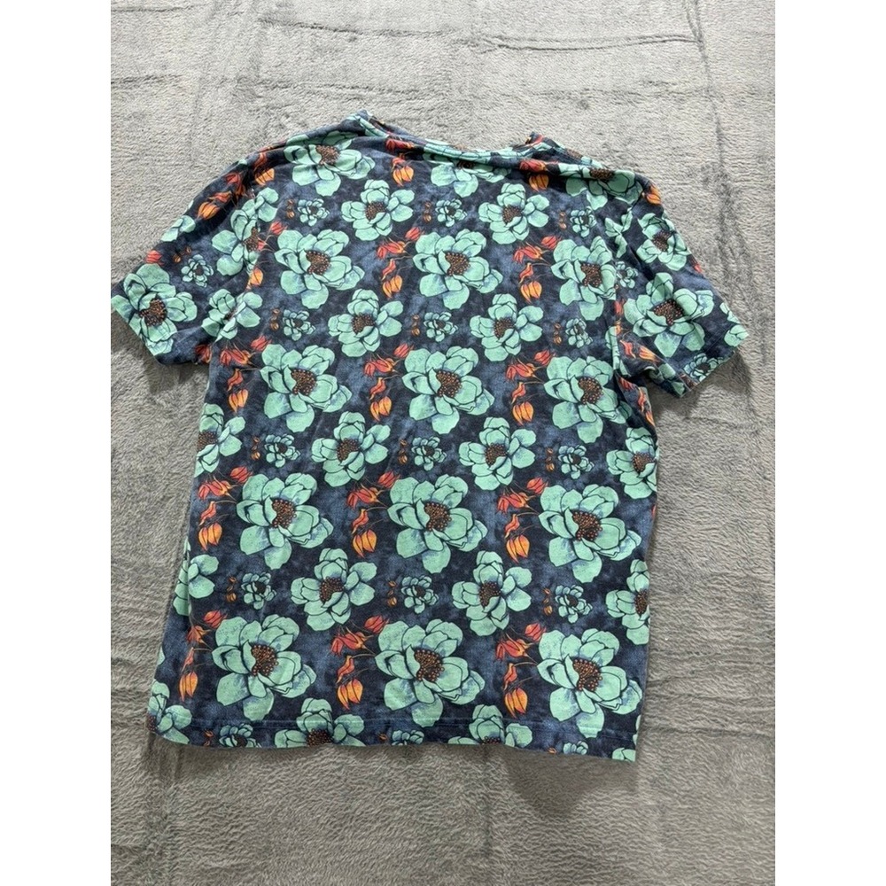 Hurley Floral T Shirt Men Medium Blue Green Tropical Cotton Short Sleeve - Picture 8 of 8